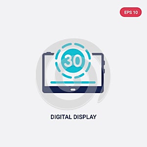 Two color digital display 30 vector icon from education concept. isolated blue digital display 30 vector sign symbol can be use