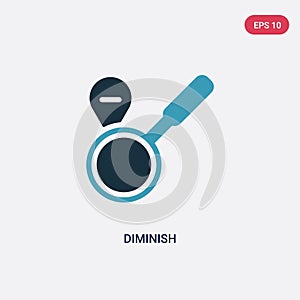 Two color diminish vector icon from miscellaneous concept. isolated blue diminish vector sign symbol can be use for web, mobile photo