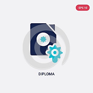 Two color diploma vector icon from education 2 concept. isolated blue diploma vector sign symbol can be use for web, mobile and