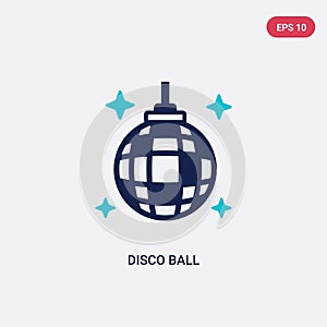 Two color disco ball vector icon from free time concept. isolated blue disco ball vector sign symbol can be use for web, mobile