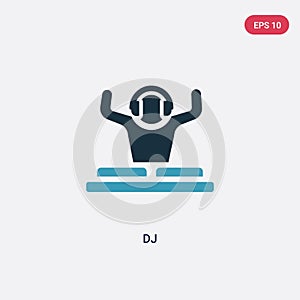 Two color dj vector icon from people skills concept. isolated blue dj vector sign symbol can be use for web, mobile and logo. eps