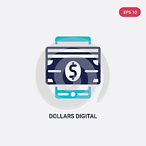 Two color dollars digital commerce vector icon from commerce concept. isolated blue dollars digital commerce vector sign symbol