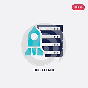 Two color dos attack vector icon from cyber concept. isolated blue dos attack vector sign symbol can be use for web, mobile and