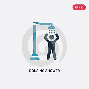 Two color dousing shower vector icon from sauna concept. isolated blue dousing shower vector sign symbol can be use for web,