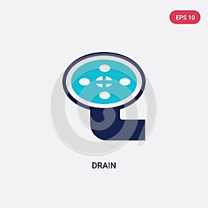 Two color drain vector icon from construction and tools concept. isolated blue drain vector sign symbol can be use for web, mobile