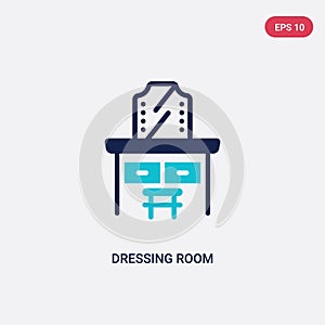 Two color dressing room vector icon from cinema concept. isolated blue dressing room vector sign symbol can be use for web, mobile