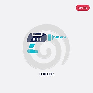 Two color driller vector icon from electrian connections concept. isolated blue driller vector sign symbol can be use for web,