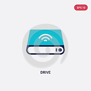 Two color drive vector icon from electronic devices concept. isolated blue drive vector sign symbol can be use for web, mobile and