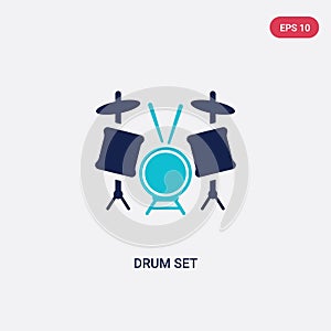 Two color drum set vector icon from hobbies concept. isolated blue drum set vector sign symbol can be use for web, mobile and logo