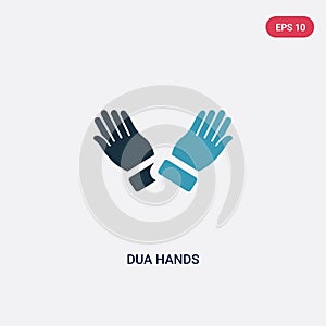 Two color dua hands vector icon from religion concept. isolated blue dua hands vector sign symbol can be use for web, mobile and