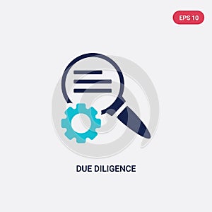 Two color due diligence vector icon from human resources concept. isolated blue due diligence vector sign symbol can be use for