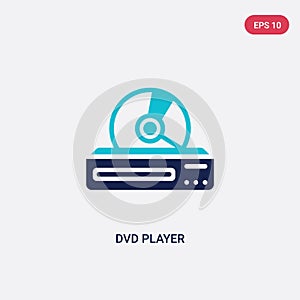 Two color dvd player vector icon from electronic devices concept. isolated blue dvd player vector sign symbol can be use for web,