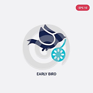 Two color early bird vector icon from crowdfunding concept. isolated blue early bird vector sign symbol can be use for web, mobile