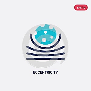 Two color eccentricity vector icon from astronomy concept. isolated blue eccentricity vector sign symbol can be use for web, photo
