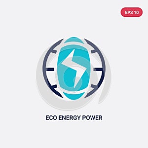 Two color eco energy power vector icon from ecology concept. isolated blue eco energy power vector sign symbol can be use for web