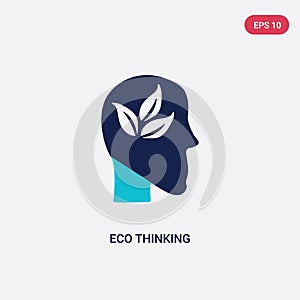 Two color eco thinking vector icon from ecology and environment concept. isolated blue eco thinking vector sign symbol can be use