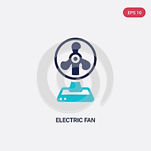 Two color electric fan vector icon from electronic devices concept. isolated blue electric fan vector sign symbol can be use for