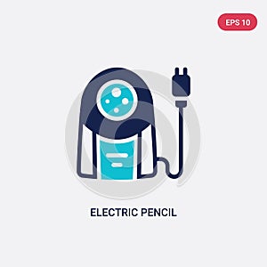 Two color electric pencil sharpener vector icon from electronic devices concept. isolated blue electric pencil sharpener vector