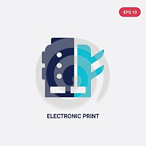 Two color electronic print machine vector icon from industry concept. isolated blue electronic print machine vector sign symbol