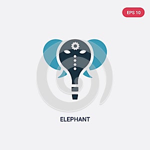 Two color elephant vector icon from religion concept. isolated blue elephant vector sign symbol can be use for web, mobile and