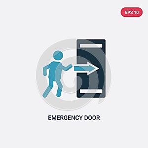 Two color emergency door vector icon from signs concept. isolated blue emergency door vector sign symbol can be use for web,