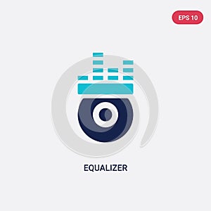 Two color equalizer vector icon from discotheque concept. isolated blue equalizer vector sign symbol can be use for web, mobile