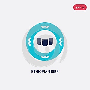 Two color ethiopian birr vector icon from africa concept. isolated blue ethiopian birr vector sign symbol can be use for web,