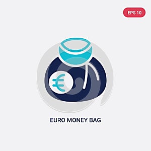 Two color euro money bag vector icon from business concept. isolated blue euro money bag vector sign symbol can be use for web,