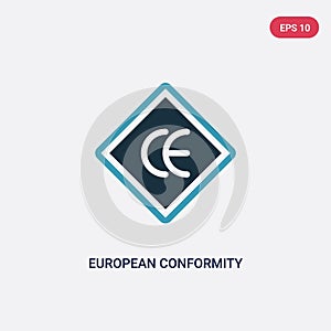 Two color european conformity vector icon from logo concept. isolated blue european conformity vector sign symbol can be use for