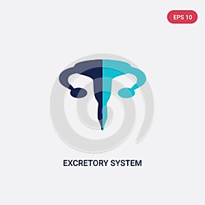 Two color excretory system vector icon from human body parts concept. isolated blue excretory system vector sign symbol can be use