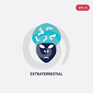 Two color extraterrestial head vector icon from astronomy concept. isolated blue extraterrestial head vector sign symbol can be