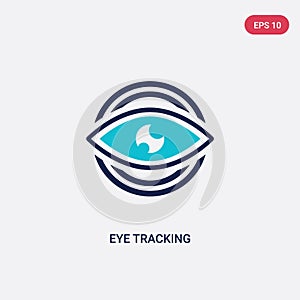 Two color eye tracking vector icon from artificial intellegence concept. isolated blue eye tracking vector sign symbol can be use
