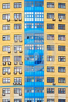 Two color facade of a modern residential building