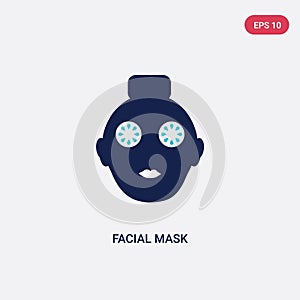 Two color facial mask vector icon from halloween concept. isolated blue facial mask vector sign symbol can be use for web, mobile