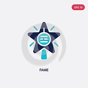 Two color fame vector icon from blogger and influencer concept. isolated blue fame vector sign symbol can be use for web, mobile