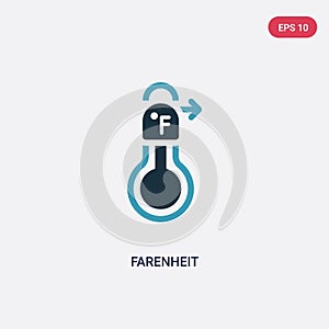 Two color farenheit vector icon from meteorology concept. isolated blue farenheit vector sign symbol can be use for web, mobile photo