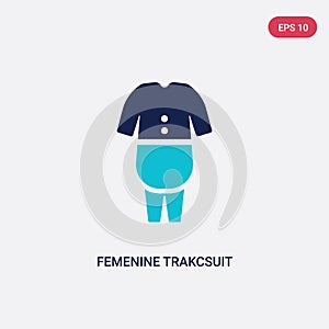 Two color femenine trakcsuit vector icon from fashion concept. isolated blue femenine trakcsuit vector sign symbol can be use for