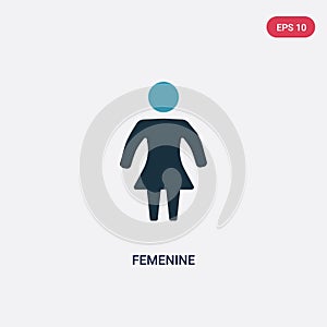 Two color femenine vector icon from signs concept. isolated blue femenine vector sign symbol can be use for web, mobile and logo.