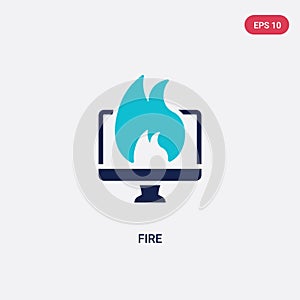 Two color fire vector icon from blogger and influencer concept. isolated blue fire vector sign symbol can be use for web, mobile