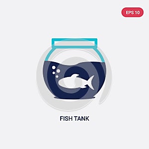 Two color fish tank vector icon from free time concept. isolated blue fish tank vector sign symbol can be use for web, mobile and