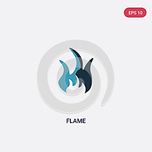 Two color flame vector icon from nature concept. isolated blue flame vector sign symbol can be use for web, mobile and logo. eps