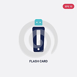 Two color flash card vector icon from hardware concept. isolated blue flash card vector sign symbol can be use for web, mobile and