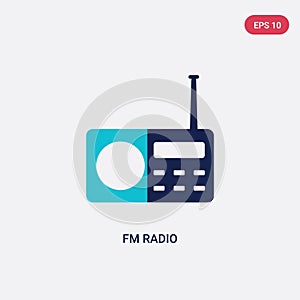 Two color fm radio vector icon from hardware concept. isolated blue fm radio vector sign symbol can be use for web, mobile and