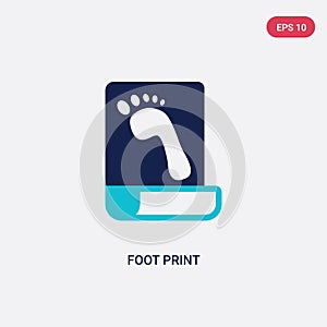 Two color foot print vector icon from history concept. isolated blue foot print vector sign symbol can be use for web, mobile and