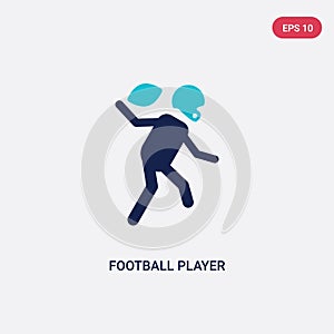 Two color football player vector icon from american football concept. isolated blue football player vector sign symbol can be use