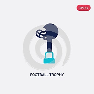 Two color football trophy vector icon from american football concept. isolated blue football trophy vector sign symbol can be use