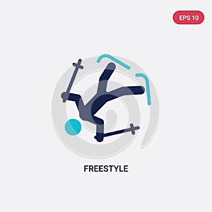 two color freestyle vector icon from activities concept. isolated blue freestyle vector sign symbol can be use for web, mobile and