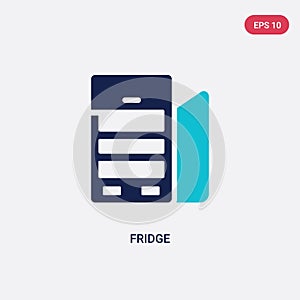 Two color fridge vector icon from furniture concept. isolated blue fridge vector sign symbol can be use for web, mobile and logo.