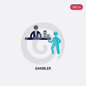 Two color gambler vector icon from entertainment concept. isolated blue gambler vector sign symbol can be use for web, mobile and