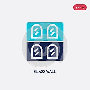 Two color glass wall vector icon from construction and tools concept. isolated blue glass wall vector sign symbol can be use for